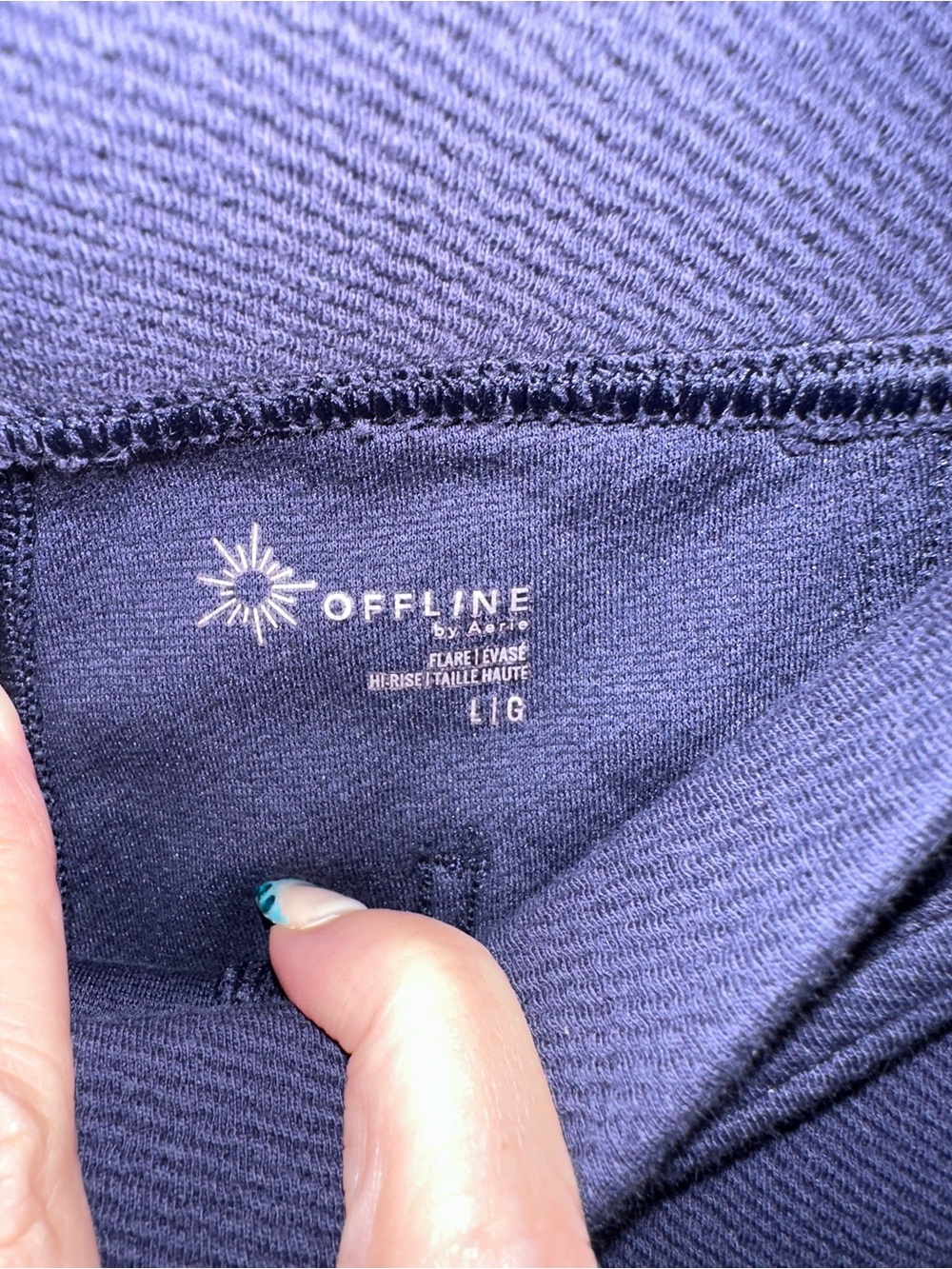 Navy flare leg leggings by offline by aerie sz L - Picture 3 of 6